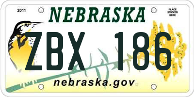 NE license plate ZBX186