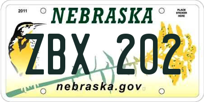 NE license plate ZBX202