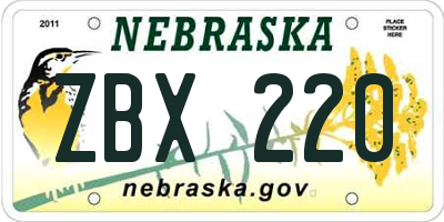 NE license plate ZBX220