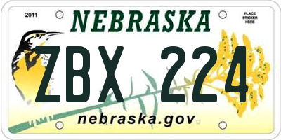 NE license plate ZBX224