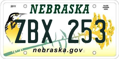 NE license plate ZBX253