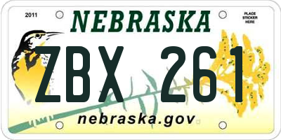 NE license plate ZBX261