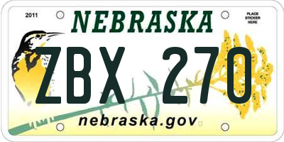 NE license plate ZBX270