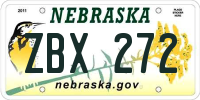 NE license plate ZBX272