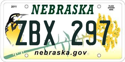 NE license plate ZBX297