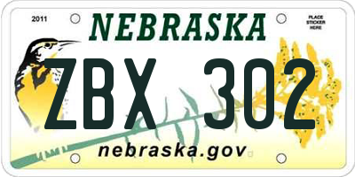 NE license plate ZBX302