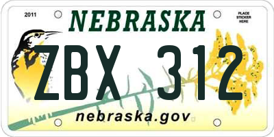NE license plate ZBX312