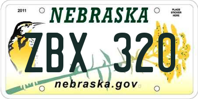 NE license plate ZBX320