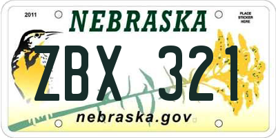 NE license plate ZBX321