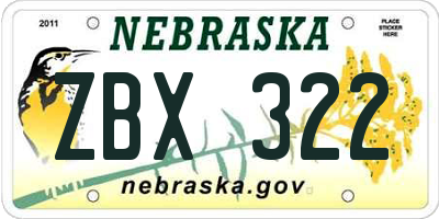 NE license plate ZBX322