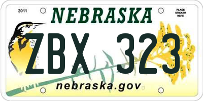 NE license plate ZBX323