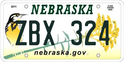 NE license plate ZBX324