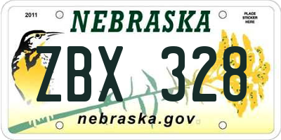 NE license plate ZBX328