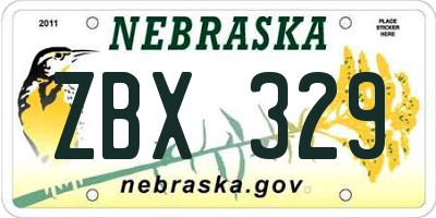 NE license plate ZBX329