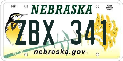 NE license plate ZBX341