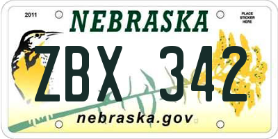 NE license plate ZBX342