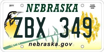 NE license plate ZBX349