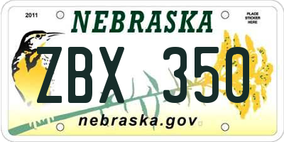 NE license plate ZBX350