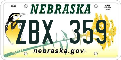 NE license plate ZBX359