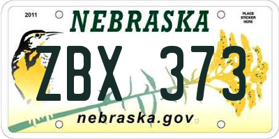 NE license plate ZBX373