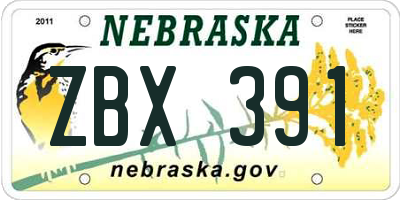 NE license plate ZBX391