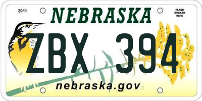 NE license plate ZBX394