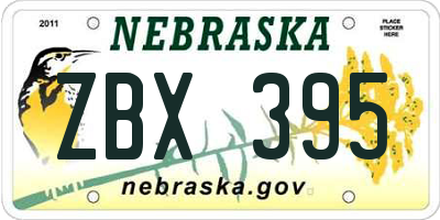 NE license plate ZBX395