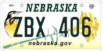 NE license plate ZBX406