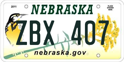 NE license plate ZBX407