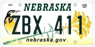 NE license plate ZBX411