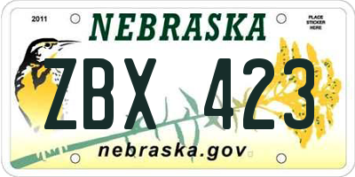 NE license plate ZBX423