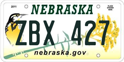 NE license plate ZBX427