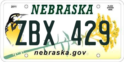 NE license plate ZBX429