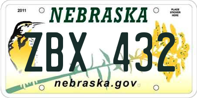 NE license plate ZBX432