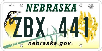 NE license plate ZBX441