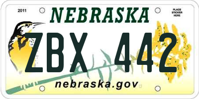 NE license plate ZBX442