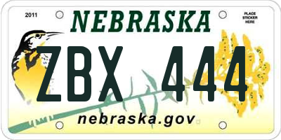 NE license plate ZBX444