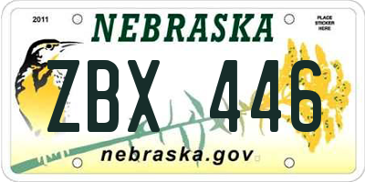 NE license plate ZBX446