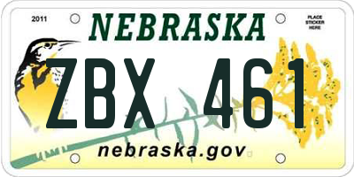 NE license plate ZBX461