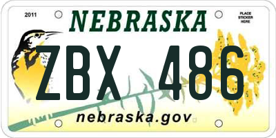 NE license plate ZBX486