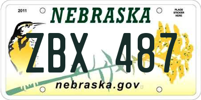 NE license plate ZBX487