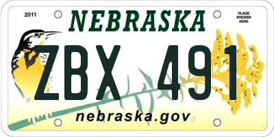 NE license plate ZBX491
