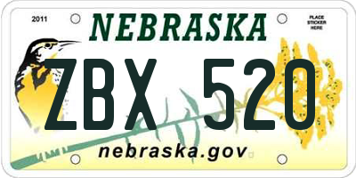 NE license plate ZBX520