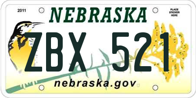 NE license plate ZBX521
