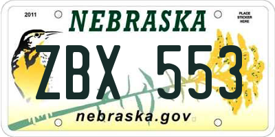 NE license plate ZBX553