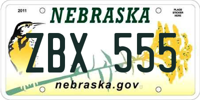 NE license plate ZBX555