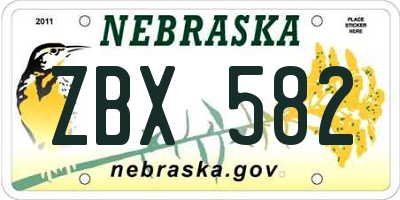 NE license plate ZBX582