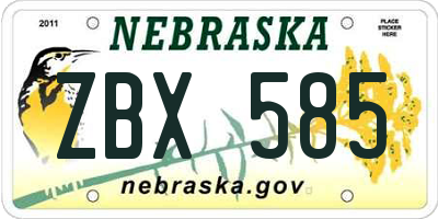 NE license plate ZBX585