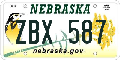 NE license plate ZBX587