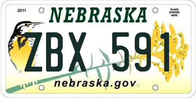 NE license plate ZBX591